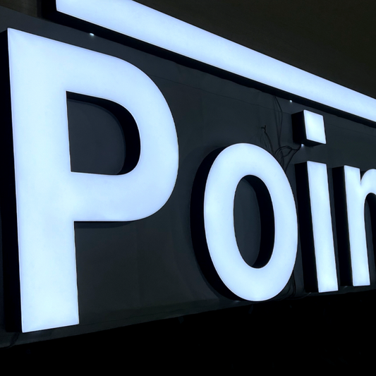Ultra bright trimless LED front-lit letters for outdoor signage
