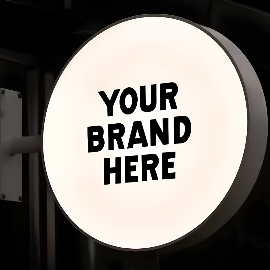 Illuminated trim-cap blade sign with bright LED storefront lighting