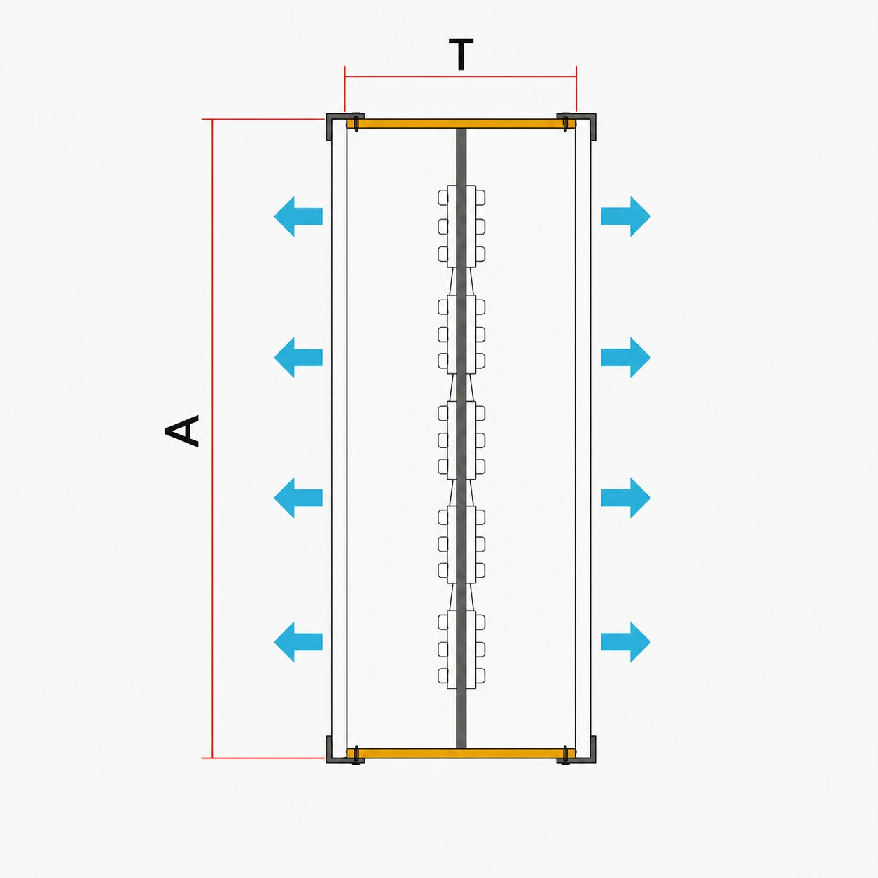 Double-sided Trim-cap Blade Sign cross section