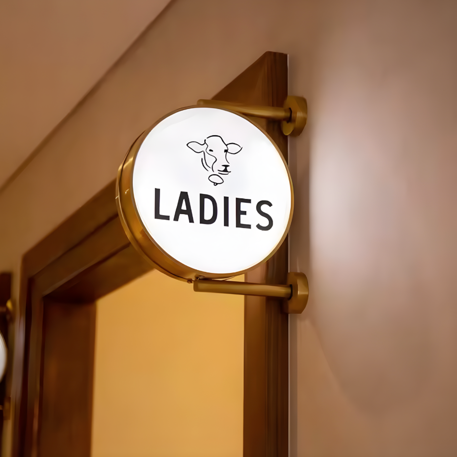 Clean modern LED trim-cap blade sign for outdoor storefront branding