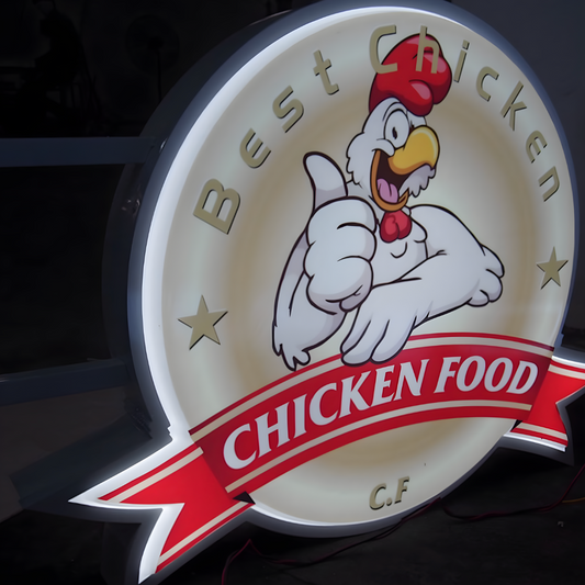 Perpendicular vacuum-formed LED blade sign with 3D lighting