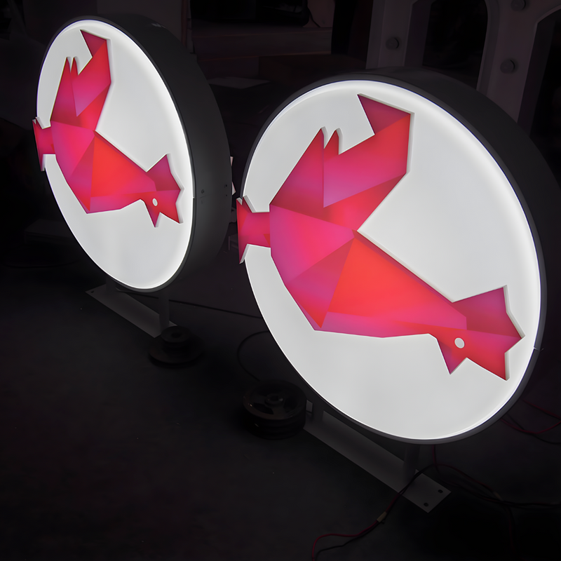 Curved thermoformed vacuum-formed blade sign with LED lighting
