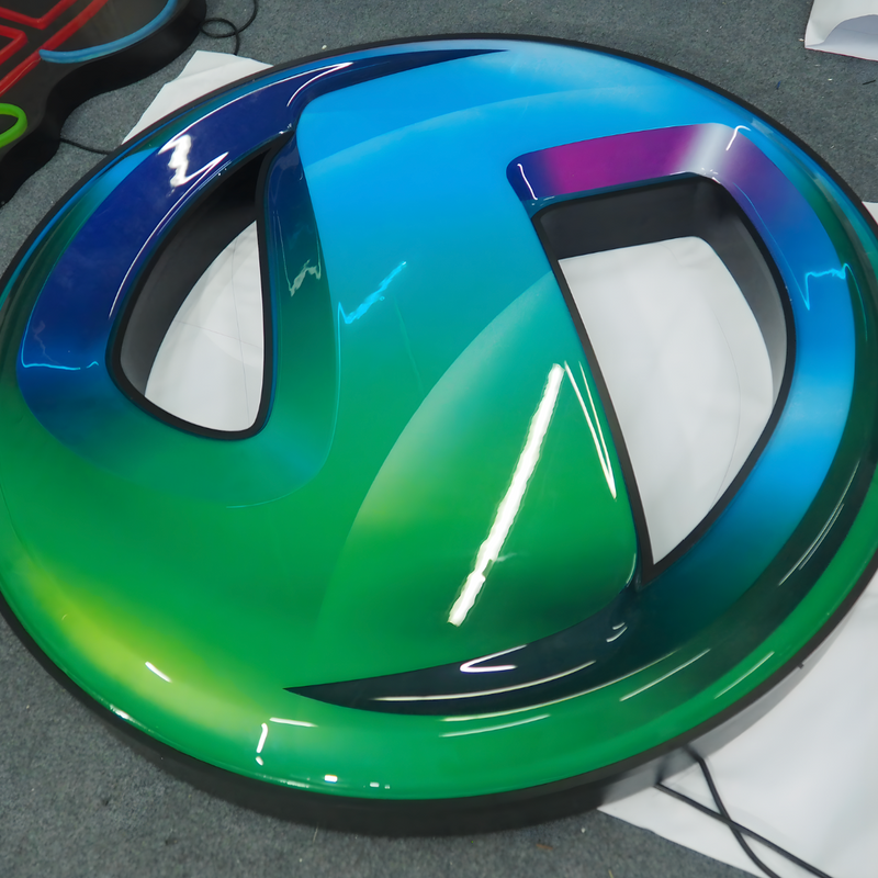 High-contrast vacuum-formed blade sign with bold LED lighting